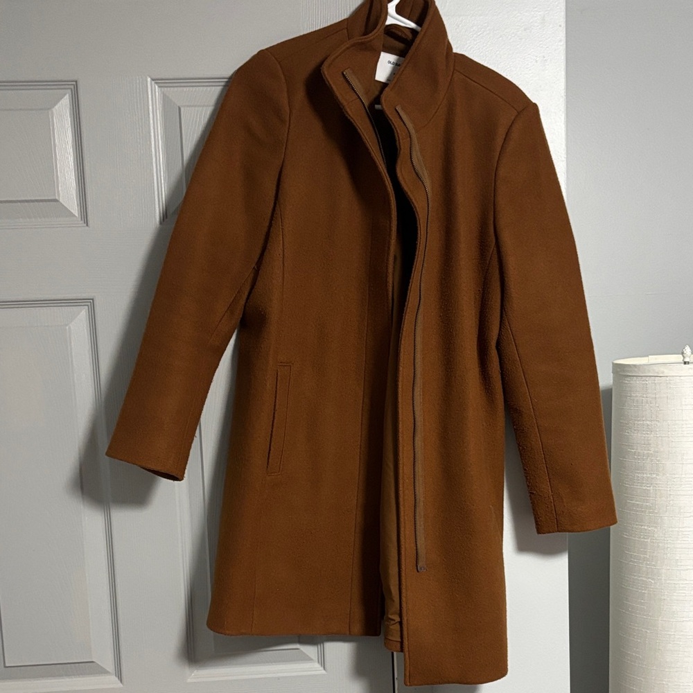 Old Navy women’s  Tan/Brown Pea Coat with Stand Collar